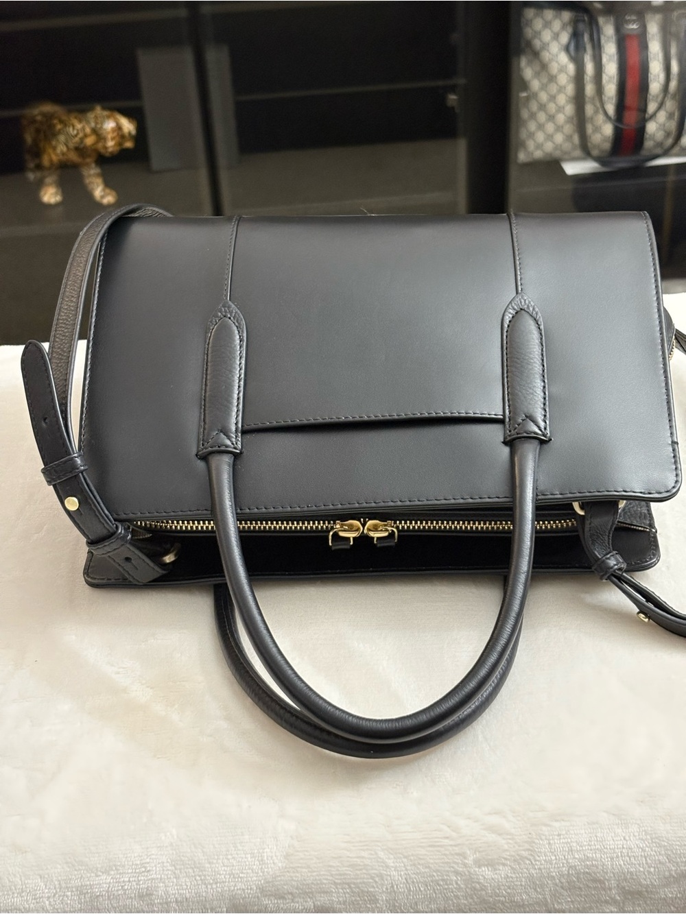 RADLEY LONDON Black Leather Structured Top-Handle Satchel - Picture 8 of 16
